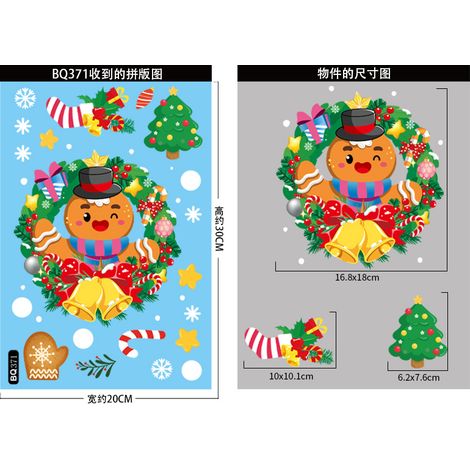 Autocollants Père Noël, décorations de Noël à exporter, autocollants pour portes vitrées, autocollants statiques rennes et bonhommes de neige, autocollants flocons de neige blancs pour fenêtres