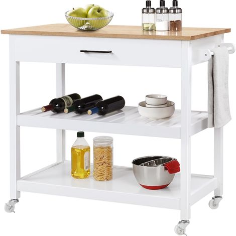 Yaheetech Carrello da Cucina con Ruote Carrellino Portaoggetti Salvaspazio a 3 Ripiani Stile Moderno Porta Microonde Multiuso 102 x 51 x 93 cm