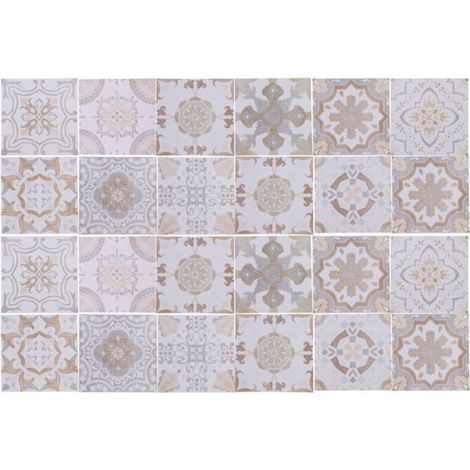 Stickers X Sticker de carrelage Autocollant mural en PVC pour Carrelage 15 x 15 cm Gris Marron 24Pcs