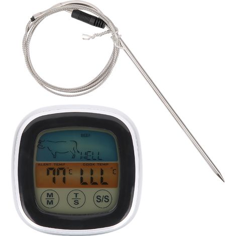 Thermomètre tactile numérique pour barbecue extérieur, minuteur, fourchette à barbecue (1/5)