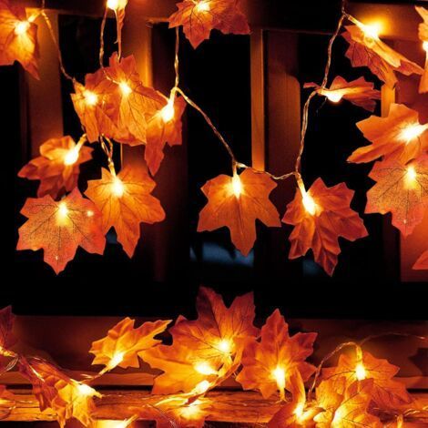 Guirlande d'automne. guirlande lumineuse en feuille d'érable de 3 m 20 LED. décoration d'automne. guirlande lumineuse à piles. adaptée à la décoration de Noël et de Thanksgiving (1/5)