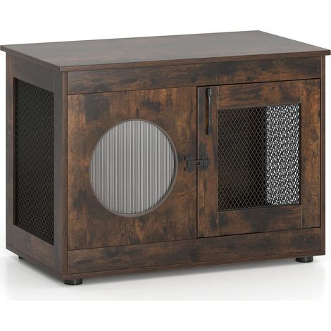 Jaula para mascotas estilo mueble con puerta y ventana para PC, 82 x 47 x 60 cm