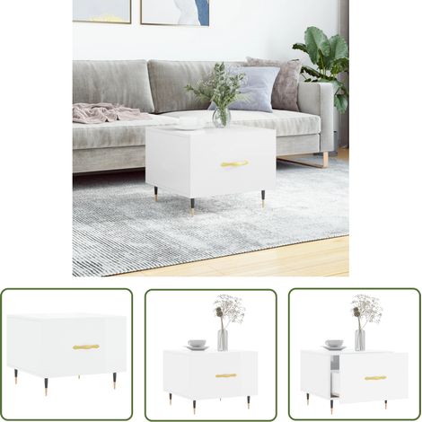 The Living Store Couchtisch Hochglanz-Weiß 50x50x40 cm Holzwerkstoff - Couchtisch - Wohnzimmerstil - Holzwerkstoff - Weißer Couchtisch - Sideboard (1/5)