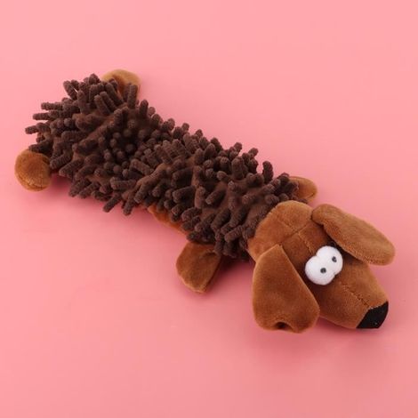 Jouet pour animaux de compagnie - DRFEIFY - Chien marron - Peluche non toxique - Dispositif sonore - 28x10x5cm (1/4)