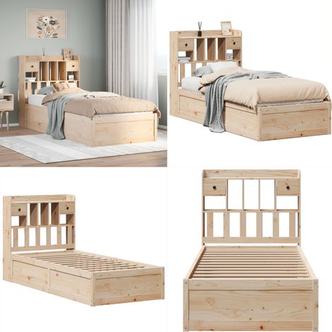Estructura de cama sin colchón madera maciza de pino 90x190 cm - Estructura de cama - Cama sin colchón