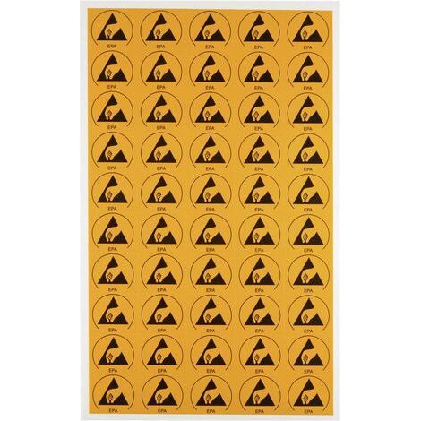 Logo antistatique (ESD) Wolfgang Warmbier 2850.3025 jaune, noir (L x l) 30 mm x 25 mm autocollant 50 pc(s) (1/5)