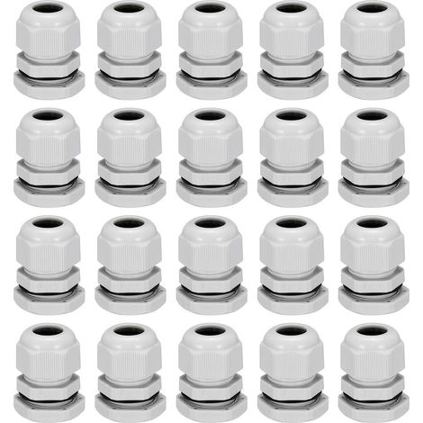 PG16 Presse-étoupe Câble Glande Imperméable Plastique Joint Réglable Contre-écrou Blanc pour 10mm-13mm Diamètre Câble Fil 20Pcs (1/5)