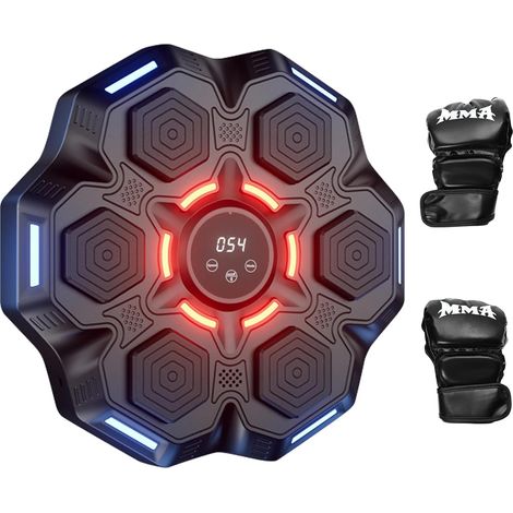 Music Boxing Machine Adulte, 9 Modes de 9 Vitesse Boxe Mural Musique avec Gants de Boxe, Machine de Boxe Musicale Comptage Intelligent et Bluetooth Musicboxing pour Entraînement à la Maison (6 cibles) (1/5)