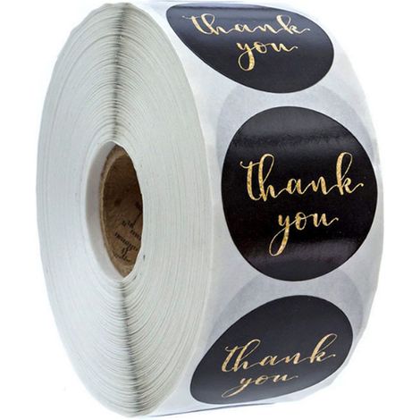 500 Autocollants Merci, 1.5 Pouces, Papier Imperméable Brillant, Pour Emballage Cadeau, Expédition (1/5)