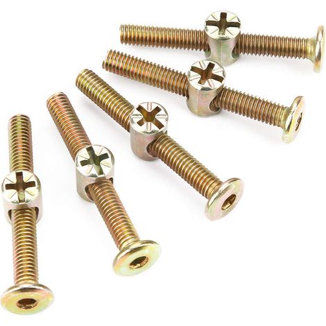 10 bulloni per mobili in acciaio al carbonio M6 da 50 mm con dado di collegamento a barilotto da 6 mm.