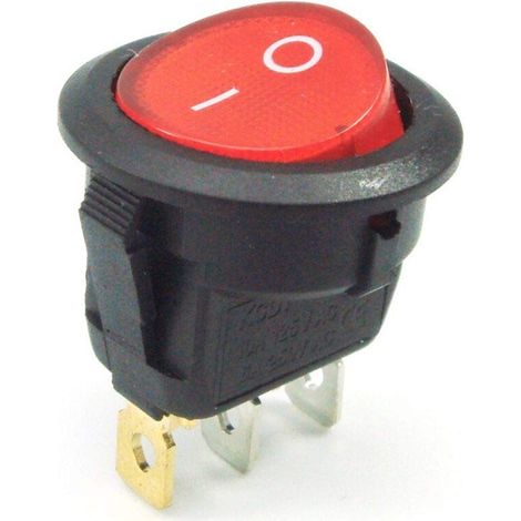 Interrupteur rond va-et-vient lumineux rouge ON/OFF 3 pôles avec lumière 220V