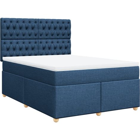 Maison Exclusive - Cama box spring con colchón tela azul 160x200 (1/5)