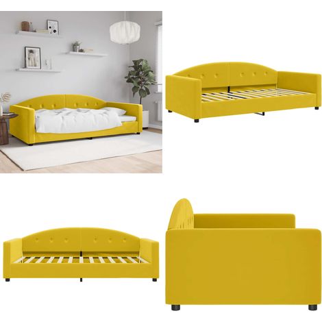 Lit de repos sans matelas jaune 100x200 cm velours - Canapé-lit - Canapé (1/5)