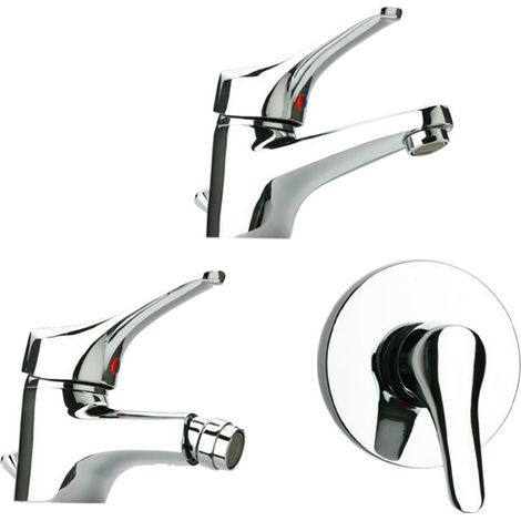 Tris di Miscelatori Paini - Bidet + Lavabo + Doccia - Ottone Cromato (1/5)