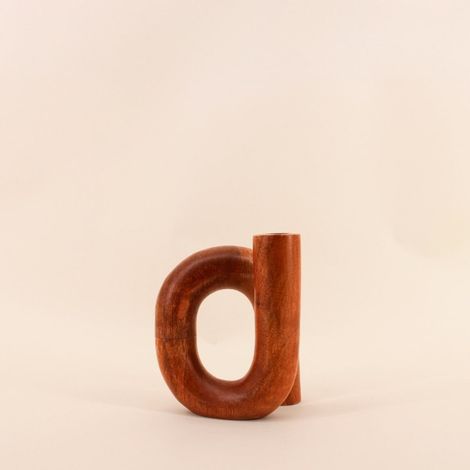 Vase design en bois, H16cm (1/5)