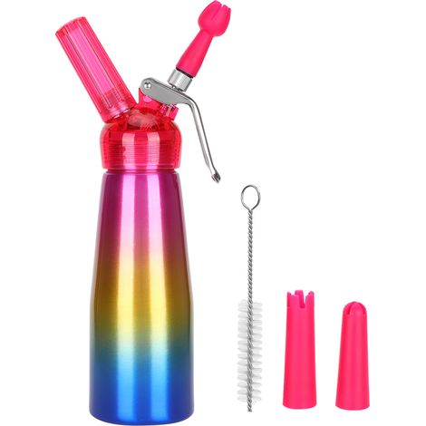 Mousseur à crème avec 3 buses, distributeur de gâteaux et desserts, outil de bricolage, fournitures de cuisine en aluminium, 500ml (1/5)