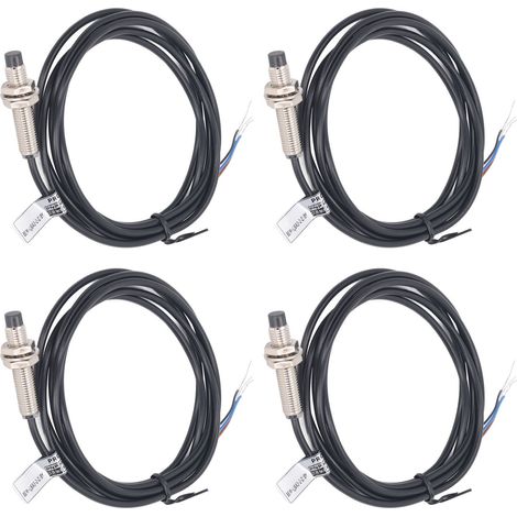 4er-Set induktiver Näherungsschalter, 2 mm Erfassungsabstand, PNP-Gleichstrom, 3-adrig, Schließerkontakt, 6–36 V DC (1/5)