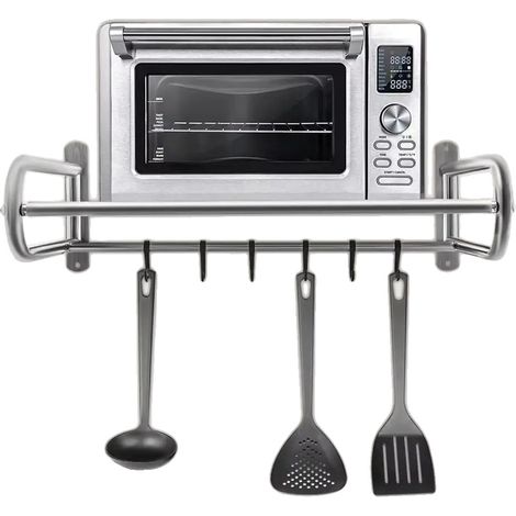Mikrowellenständer, verstellbares platzsparendes Regal, robuste Stahlkonstruktion, Silber (1/2)