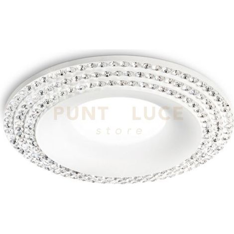 GFA210-  FARETTO DA INCASSO CON 3 STRISCE STRASS D.9,7CM BIANCO 1 LUCE ATTACCO GU10