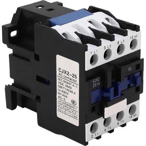 AC Contactor AC 380V 25A Motor Contactor Copper Coil 3P Controller Circuit Switch Silver Normally Open (1/5)