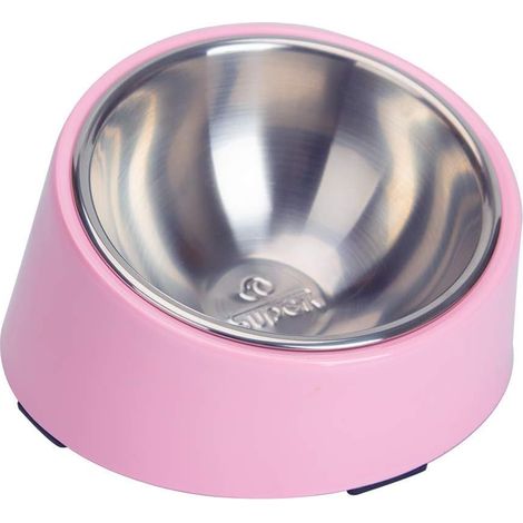 Gamelle pour chien et chat, gamelle inclinée antidérapante, support moderne et élégant en mélamine avec gamelle amovible en acier inoxydable, solide et robuste. (1/5)