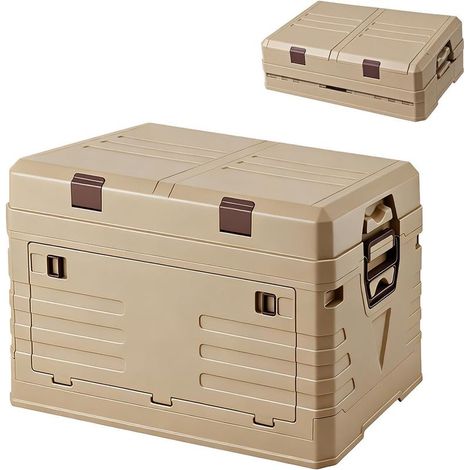 Boîte de rangement pliable 60L avec couvercle, Grande boîte pliable extra large avec cadre renforcé, Gain de place, se plie pour voiture, camping, maison et jardin (57,5 x 22 x 40,5 cm) (1/5)