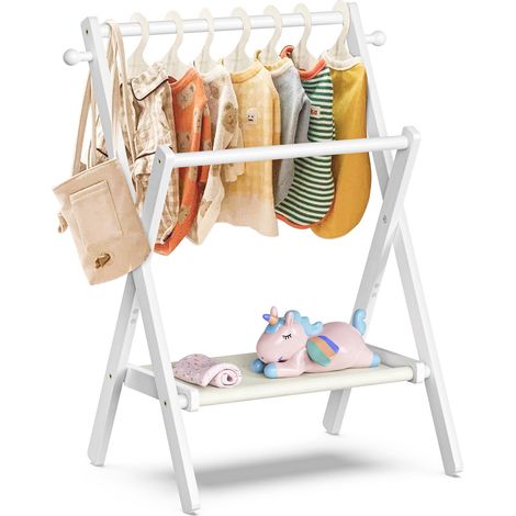 Porte-vêtements pour bébé pour fête prénatale, poupées, vêtements de bébé avec étagère de rangement et double tringles, porte-vêtements pour tout-petits, mini placard pour fête prénatale (1/5)