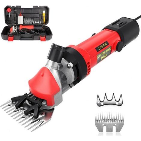 Elektrische Schafschermaschine mit 1000 W, Schafschurmaschine mit 6 einstellbaren Geschwindigkeiten, professionelle Schermaschine für Tiere, Wolle, Ziegen, mit Tragetasche (Rot) (1/4)