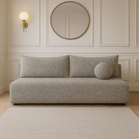 Sofa LUNO mit Schlaffunktion Creme – Moderne puente Creme Beige sofa für Ihr Wohnzimmer, Schlaffläche: 204×144 cm (1/5)