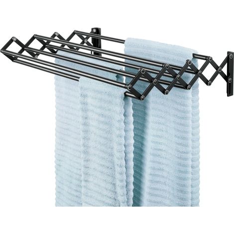 Étendoir à Linge avec 8 échelons pour Suspendre Les vêtements – Étendoir à Linge Mural avec propriétés Extensibles – Noir (1/5)