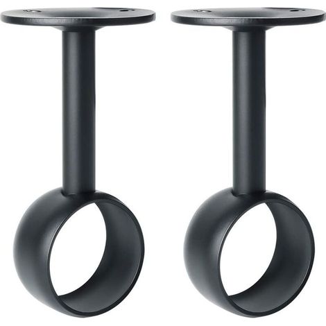 Lot de 2 supports de tringle à rideaux de plafond avec vis - Penderie pour rideau et armoire - acier inoxydable, diamètre 32 mm - noir mat (1/5)