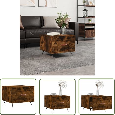 The Living Store Couchtisch Räuchereiche 50x50x40 cm Holzwerkstoff - Couchtisch - Wohnzimmerstil - Holzmöbel - Holzwerkstoff - Esszimmertisch (1/5)