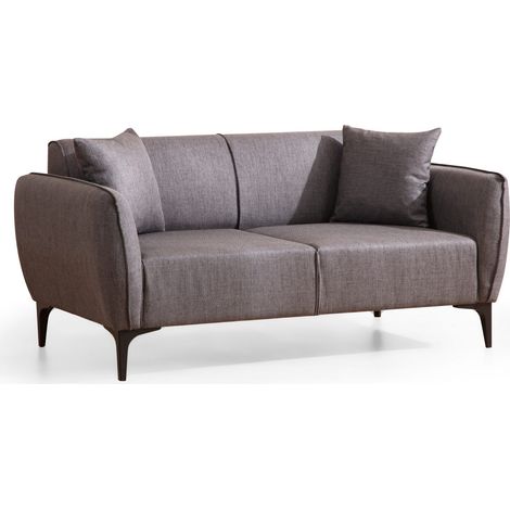 Canapé droit 2 places tissu gris foncé Bellano 180cm (1/5)