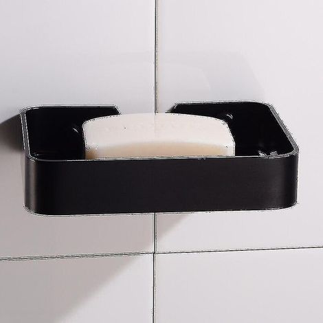 Porte-savon mural noir en aluminium carré, pour salle de bain ou douche. (1/5)
