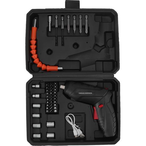 Ensemble de tournevis électrique noir mini sans fil rechargeable USB petite batterie multifonction (1/5)