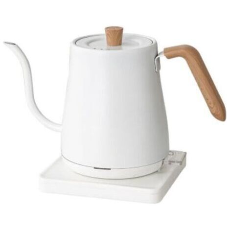 Bouilloire, bouilloire pour café et thé 800 ml 1200 W, acier inoxydable, grain de bois blanc (1/5)