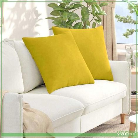 Coussins de canapé - FAFEISY - 42014064 - Jaune - 80x80 cm - Velours côtelé déhoussable (1/5)