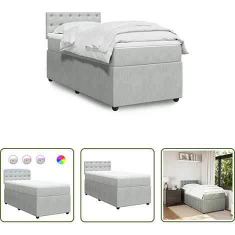 Matratze - Boxspringbett mit Matratze Hellgrau 90x200 cm Samt (1/5)