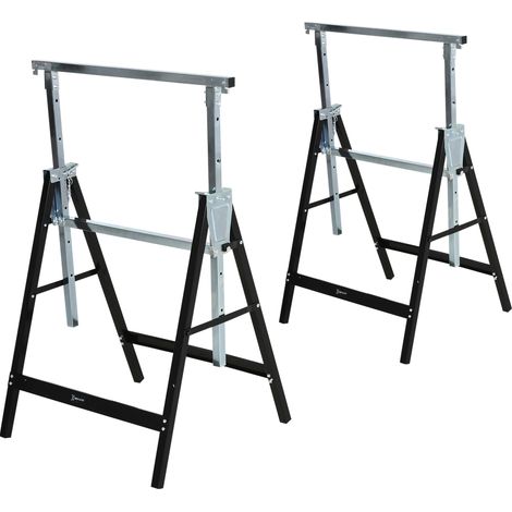 Caballete plegable regulable para cortar troncos de metal negro 68 x 56 x 80-130 cm 200 kg (1/5)