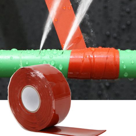 Wasserdichtes Klebeband mit starker Klebkraft, für Reparaturmaterialien an PVC- und PPR-Rohren, 2,5 cm breit, rot/weiß (1/5)