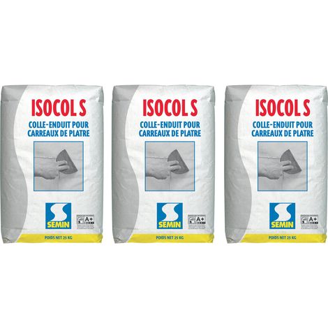 Colle pour Carreaux de Plâtre Semin - Isocol Super - Intérieur - Poudre - Sac 25 kg (lot de 3) (1/4)
