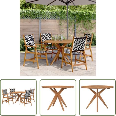 The Living Store 5-tlg. Garten-Essgruppe Massivholz Akazie - Gartenmöbel - Essgruppe - Holztisch - Gartenstuhl - Akazienholz (1/5)