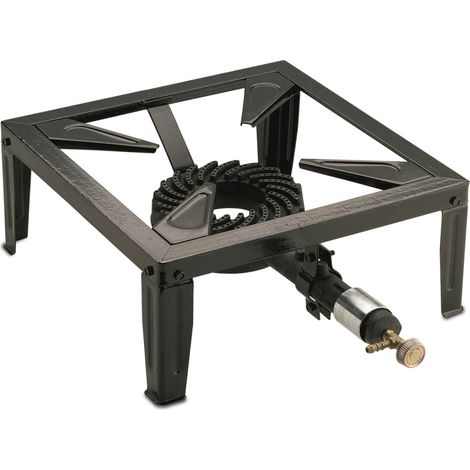 Réchaud à gaz 7.5KW Acier émaillé Bruleur fonte Réchaud Traiteur 4 pieds Cuissons extérieures