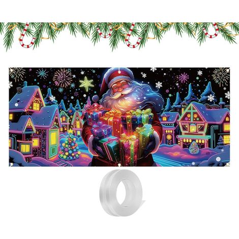 Housse de Porte de Garage pour Noël 396x183 cm UV Fluorescent Décoration,Parent (1/5)