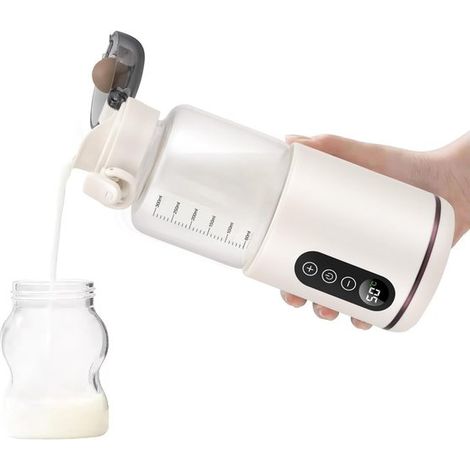 Tragbarer Flaschenwärmer Temperatur einstellbar von 37 bis 55 C 300 ml Milchwärmer mit LCD-Display BPA-freier Flaschenwärmer für Reisen und Auto Weiß (1/5)