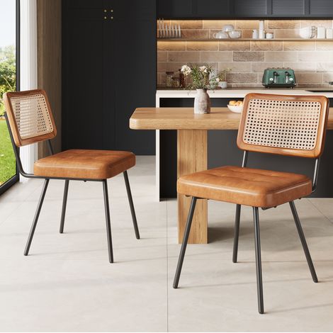Chaise salle manger ergonomique PU marron retro OKMYHOME (1/5)