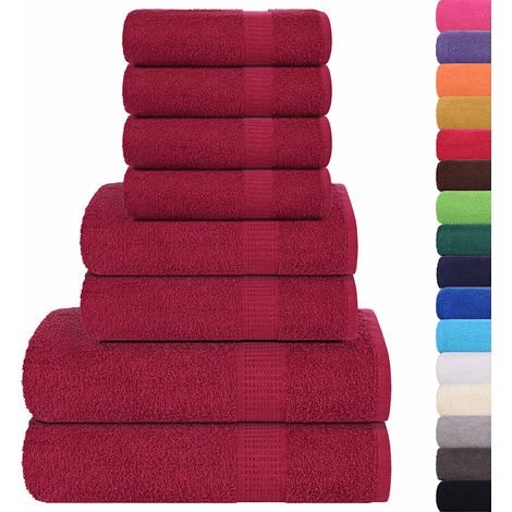 8 Piece Towel Set "FROGN" Bordeaux 360 gsm vidaXL