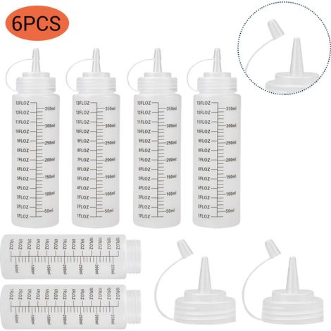 6 bouteilles doseuses vides de 350 ml pour sauce salade, condiment et assaisonnement, accessoires de cuisine réutilisables. (1/5)