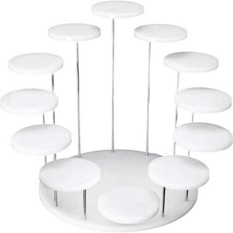Présentoir à cupcakes à plusieurs étages en acrylique, tour de service ronde pour les fêtes - F