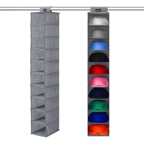 Porte Casquette, Rangement Casquette de Baseball, Porte Chapeau 10 étagères Suspendu pour Rangement Penderie pour Range Casquettes, Organisateur de Chapeau pour Tous Les Types de Chapeaux (1/5)